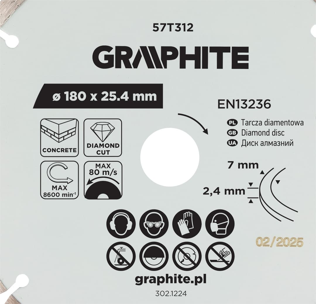 Tarcza diamentowa segmentowa do cięcia 180 x 25.4 mm 8