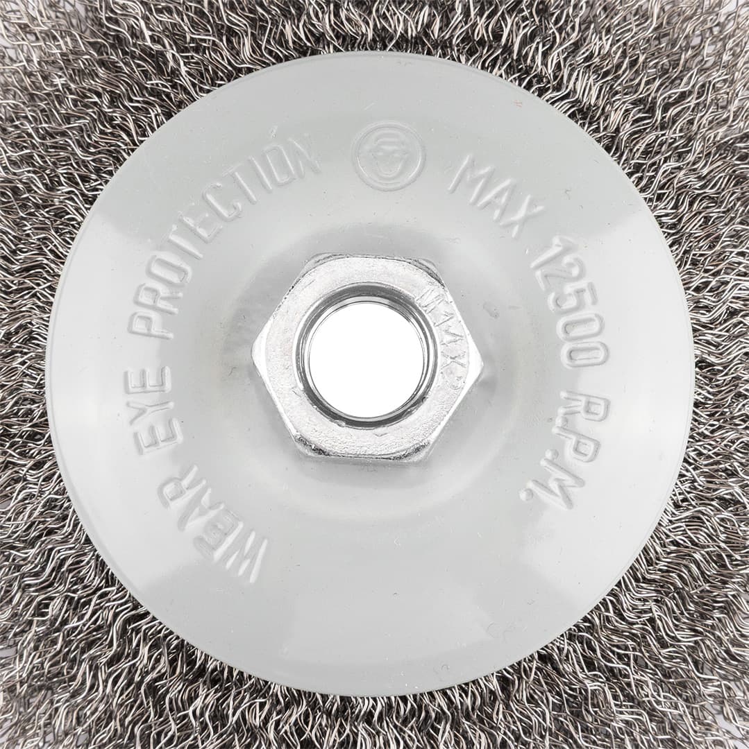 Szczotka druciana tarczowa 125 mm, drut karbowany stalowy, gwint M14 3