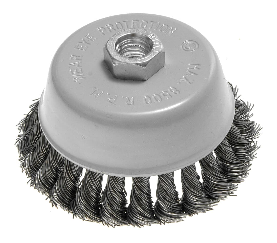 Szczotka druciana doczołowa 100 mm ze skręconego drutu stalowego 3