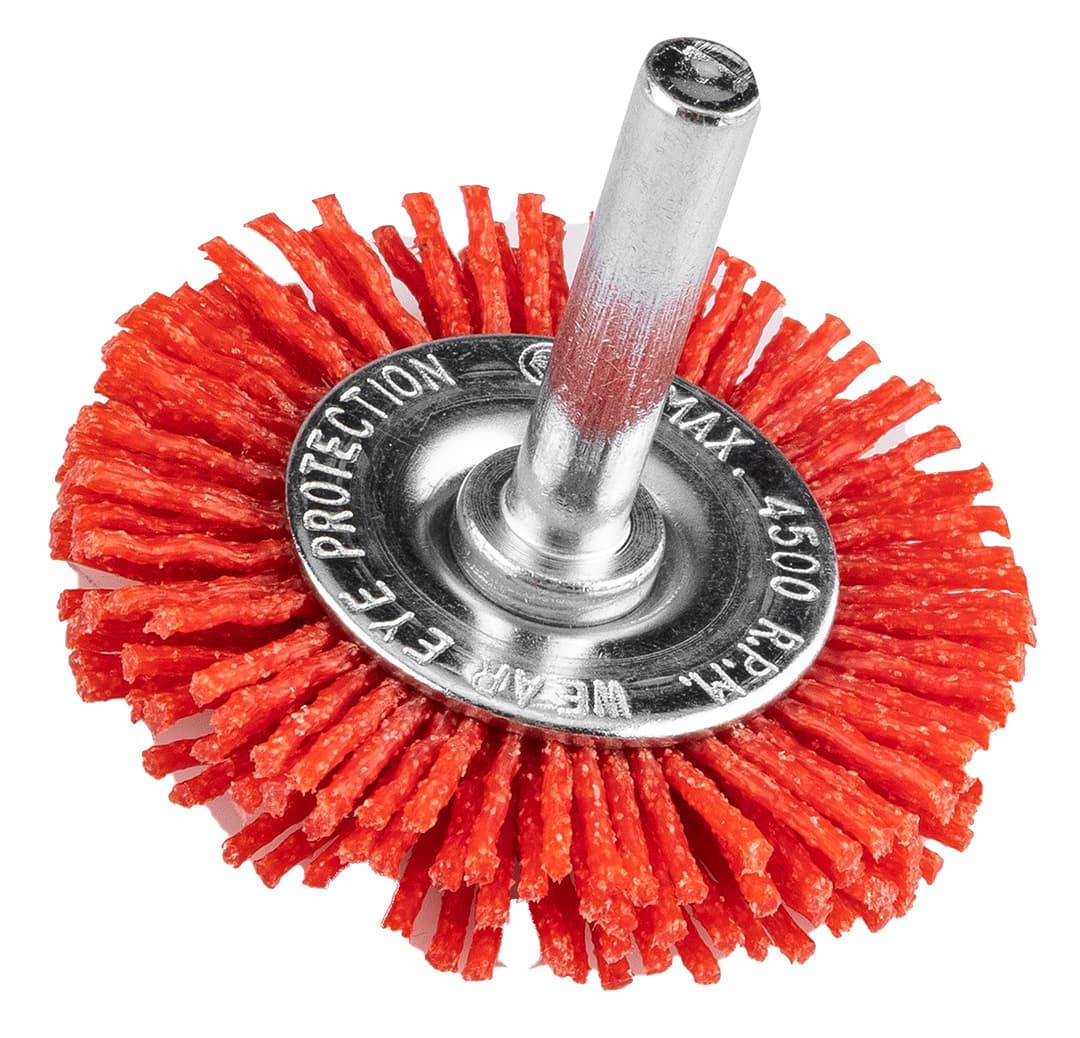 Szczotka nylonowa tarczowa 50 mm z trzpieniem 6 mm 9