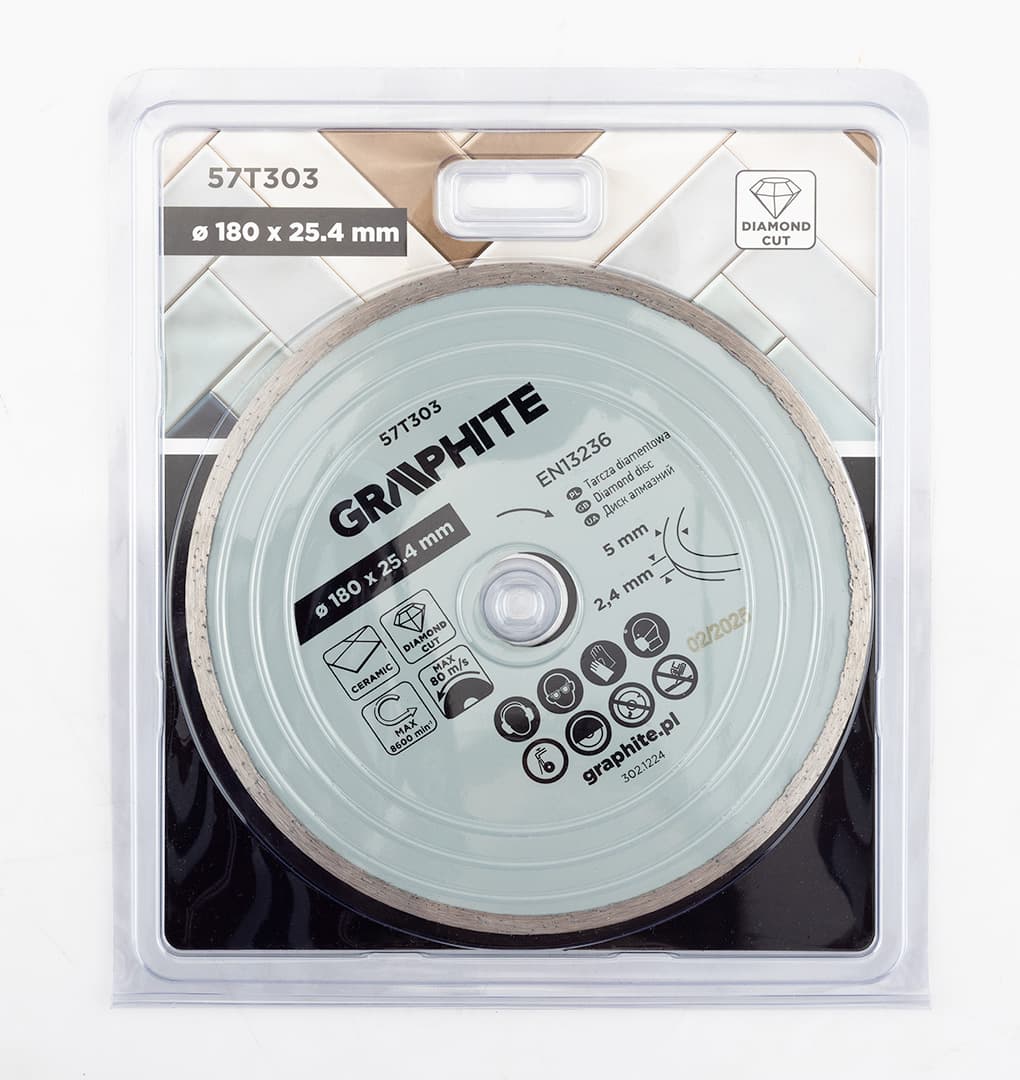 Tarcza diamentowa pełna do cięcia na mokro 180 x 25.4 mm 5