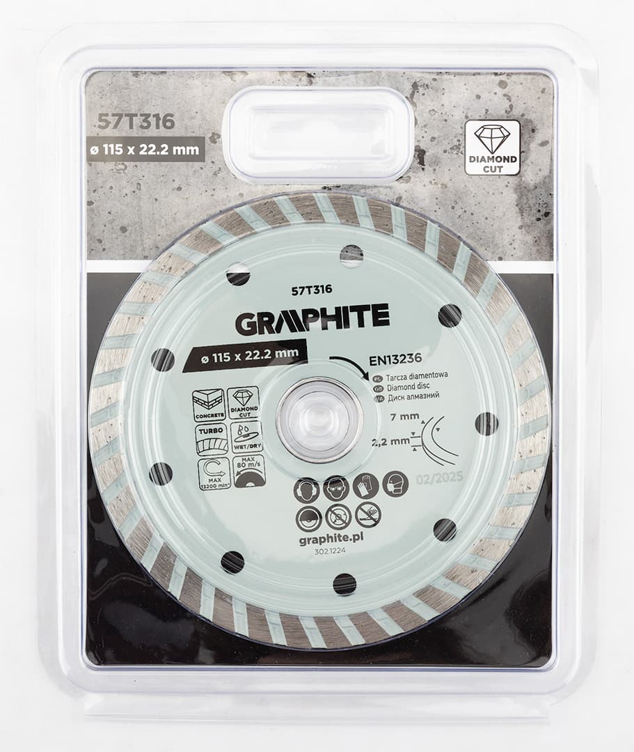 Tarcza diamentowa turbo do cięcia na sucho i mokro 115 x 22.22 mm 5