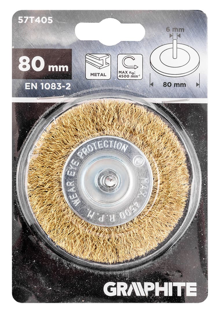 Szczotka druciana tarczowa 80 mm z trzpieniem 6 mm 8