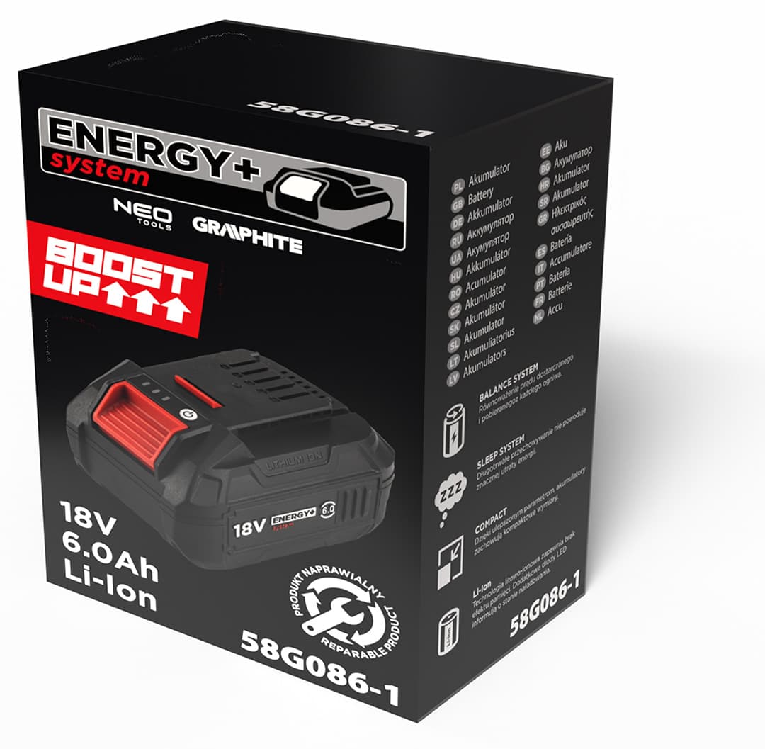 Akumulator litowo-jonowy Graphite Energy+ 18V 6.0Ah 7