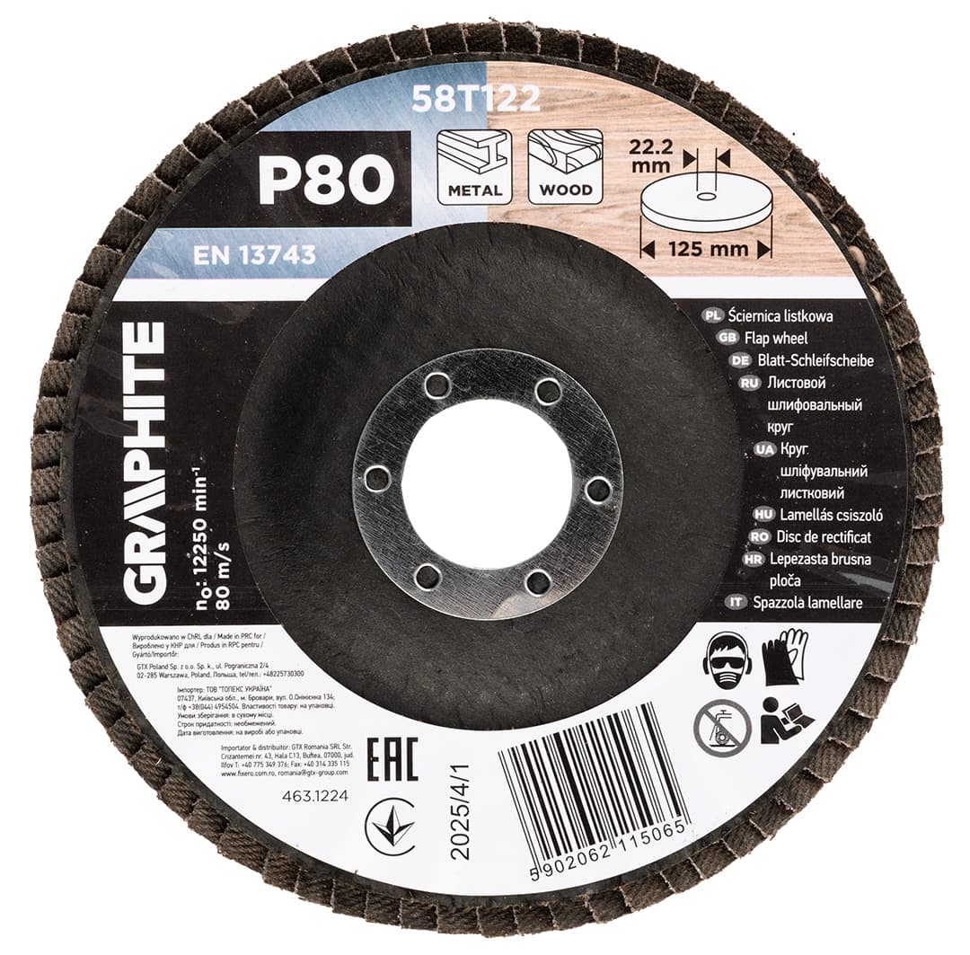 Ściernica listkowa 125 x 22.2 mm gradacja P80 4
