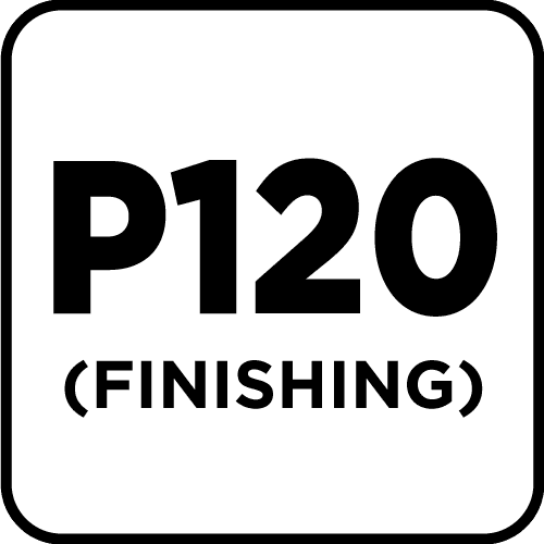 Żółty papier ścierny o wymiarach 230 x 280 mm, gradacja P120 6