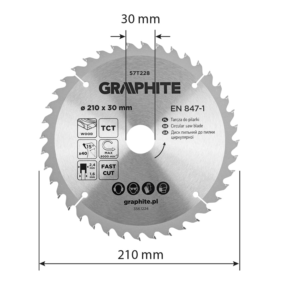 Tarcza widiowa do pilarki 210 x 30 mm, 40 zębów 4
