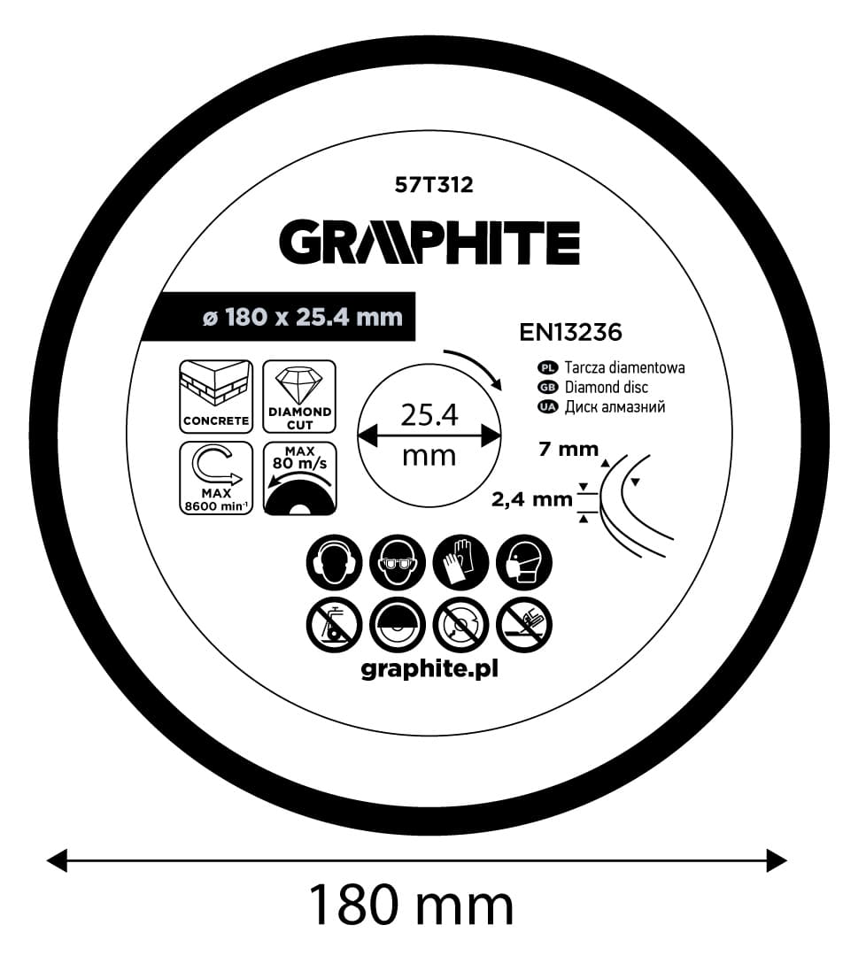 Tarcza diamentowa segmentowa do cięcia 180 x 25.4 mm 4