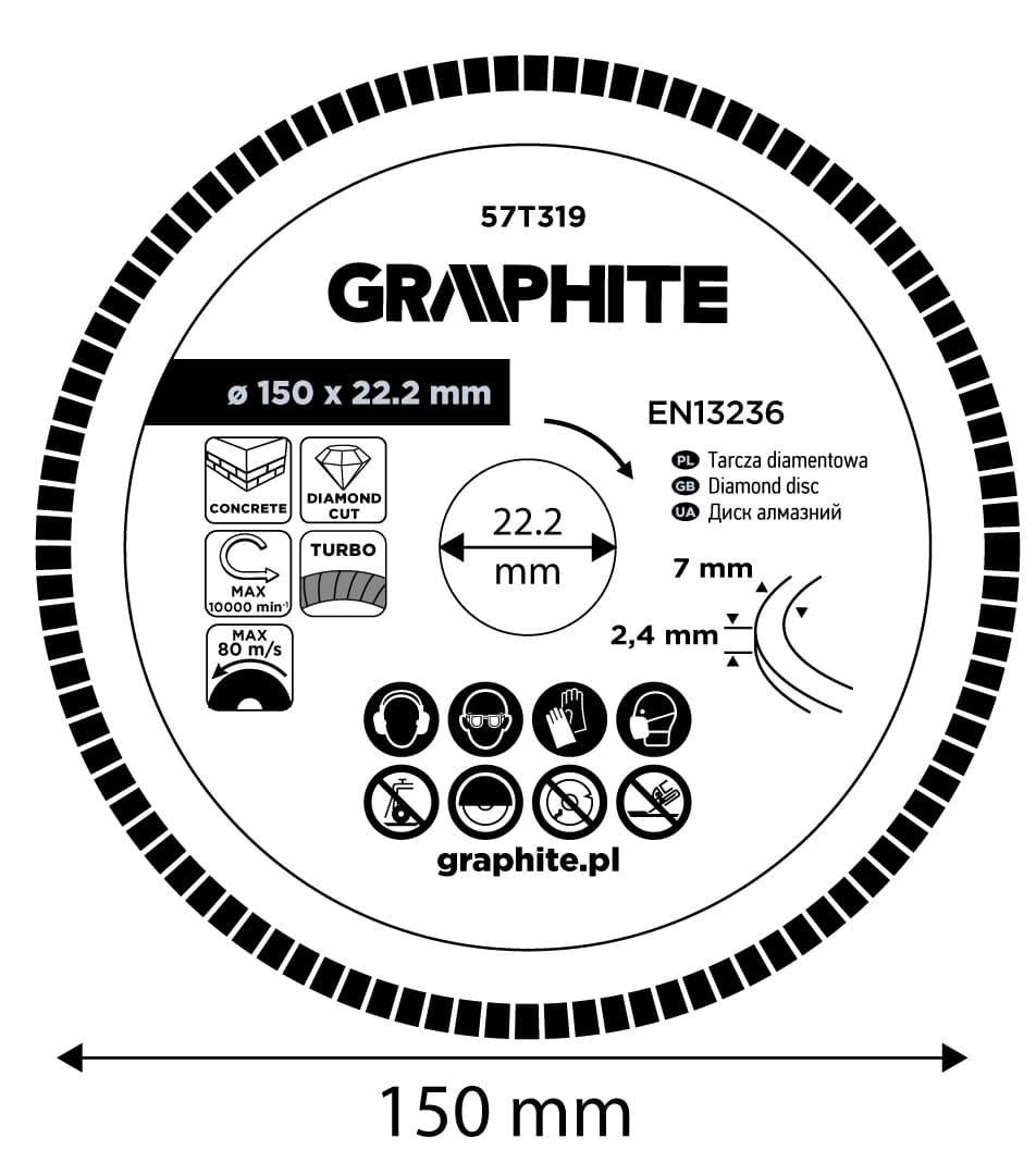 Tarcza diamentowa do cięcia turbo 150 x 22.22 mm 4
