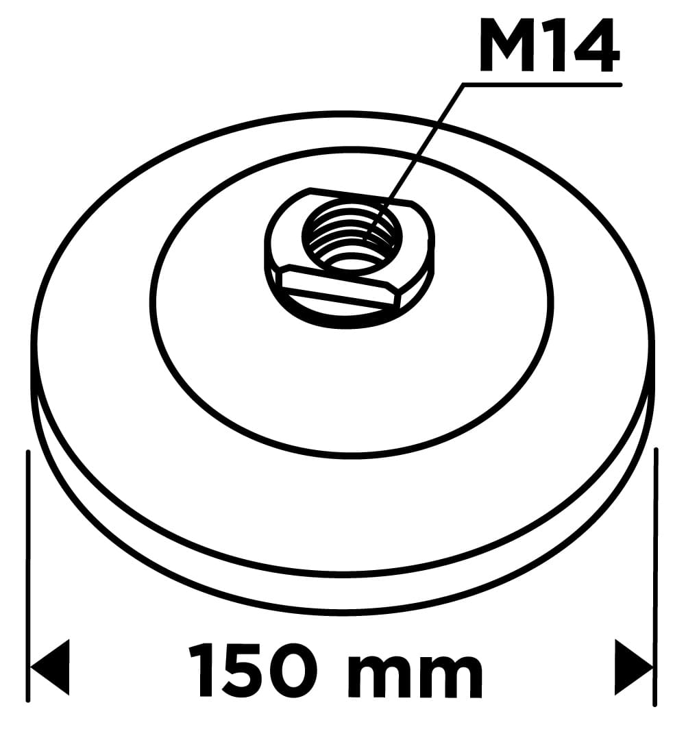 Szczotka druciana tarczowa 150 mm, drut skręcony, stalowy, gwint M14 5