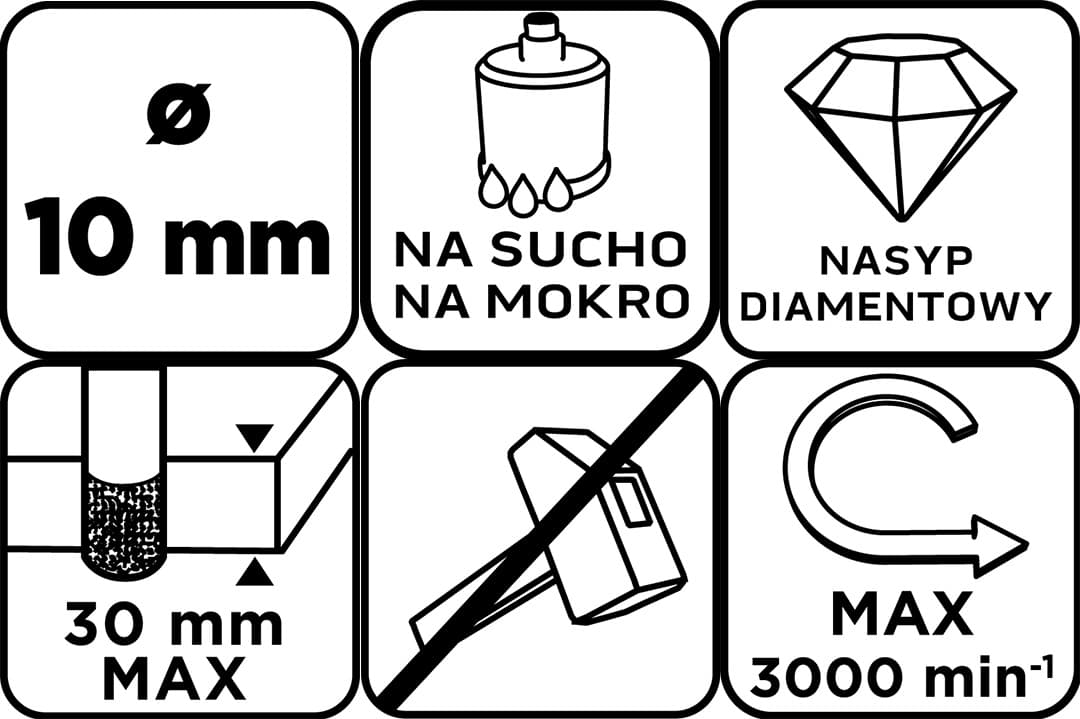 Otwornica diamentowa do gresu, ceramiki i szkła 10 mm 3
