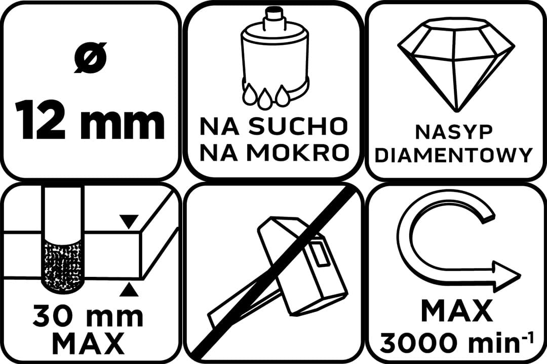 Otwornica diamentowa do gresu, ceramiki i szkła 12 mm 3