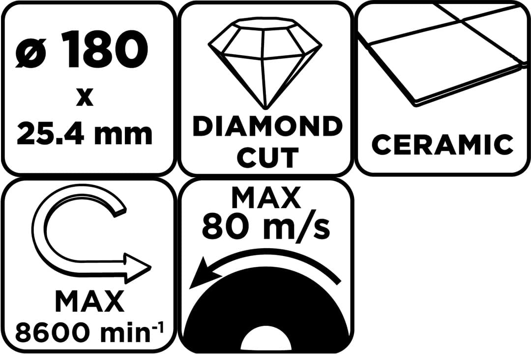 Tarcza diamentowa pełna do cięcia na mokro 180 x 25.4 mm 3