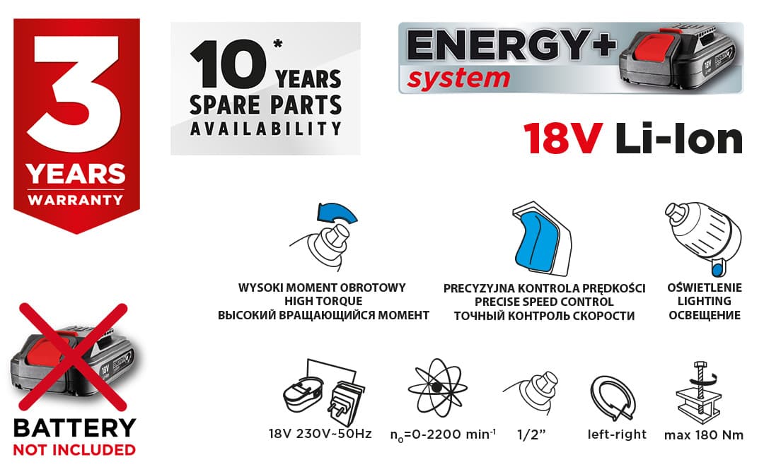 Klucz udarowy akumulatorowy 18V Li-Ion do prac warsztatowych 7