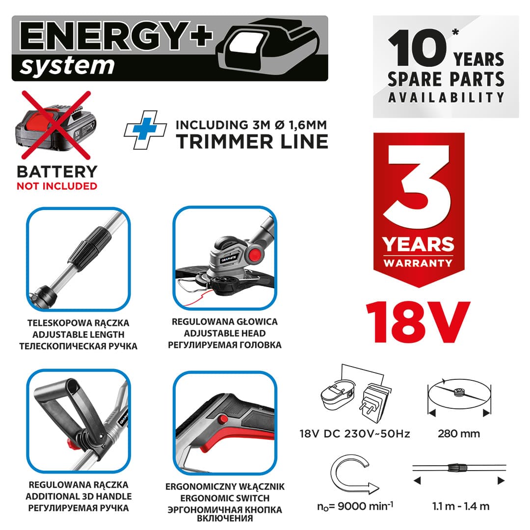 Urządzenie elektryczne do strzyżenia żywopłotów Graphite 2,16 kg 10