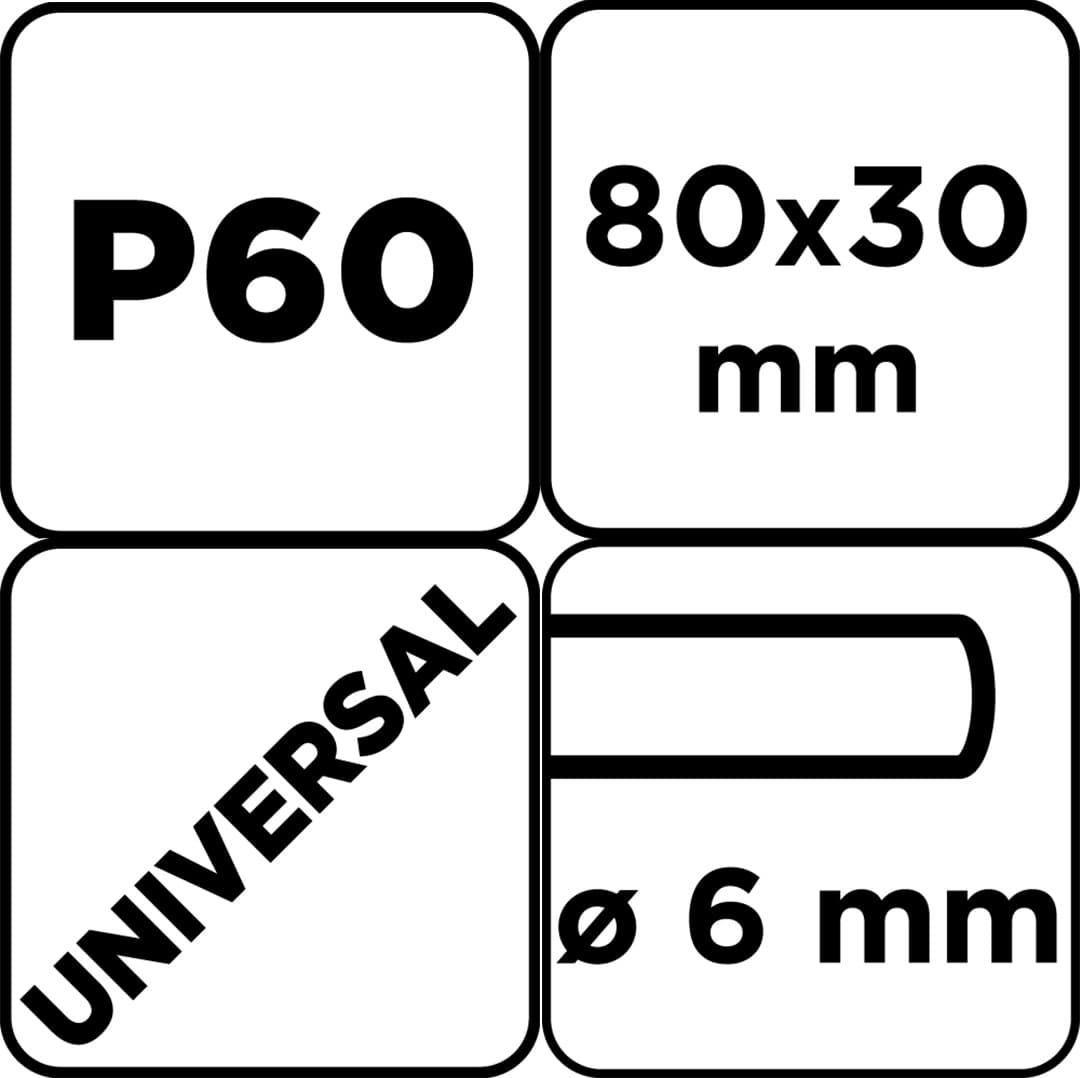Ściernica listkowa trzpieniowa 80 x 30 mm, gradacja P60 3