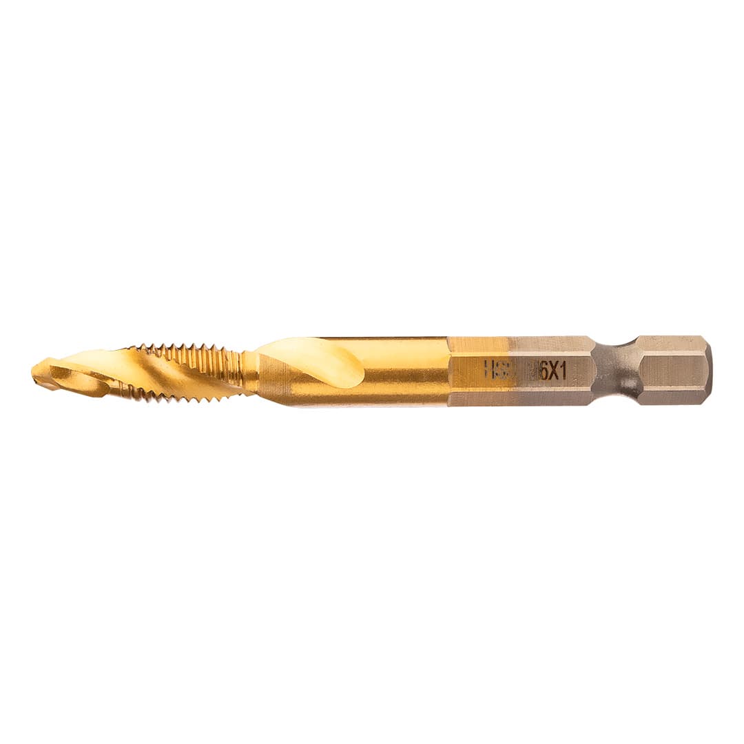 Wiertło gwintujące HSS TiN M6 x 1 mm z uchwytem Hex 6