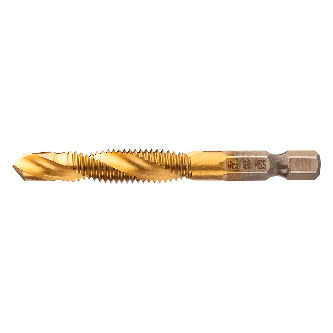 Wiertło gwintujące HSS TiN M8 x 1.25 mm z uchwytem Hex 6