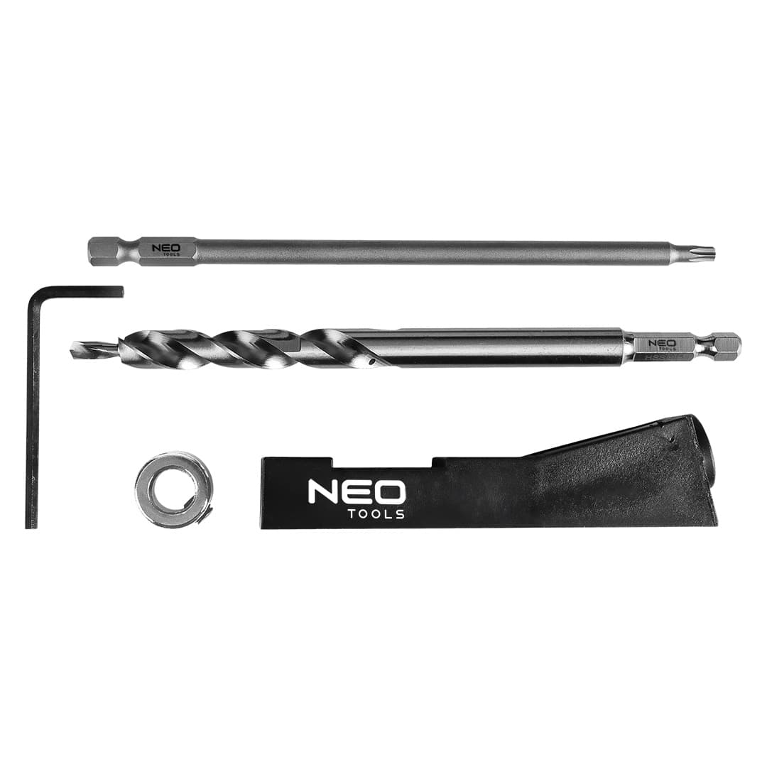 Zestaw do połączeń kieszeniowych z wiertłem stopniowym i ogranicznikami głębokości 2