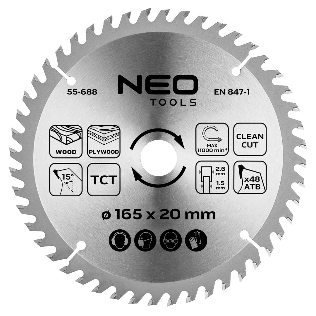 Tarcza widiowa do pilarki zagłębiarki 165 x 1.5 x 2.6 x 20 mm 48 zębów 2