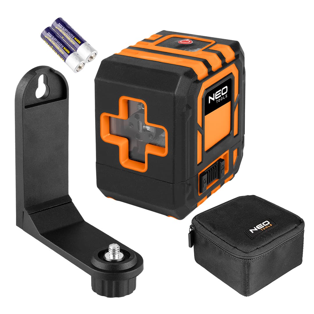 Laser krzyżowy czerwony 20 m z uchwytem magnetycznym i etui 2