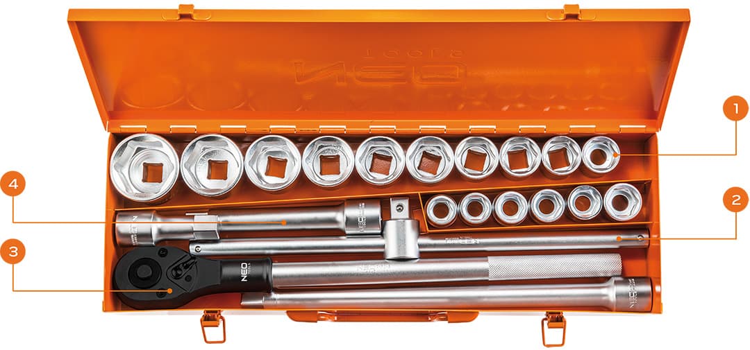 Zestaw kluczy nasadowych 3/4 cala 21 sztuk 7