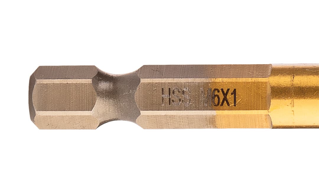Wiertło gwintujące HSS TiN M6 x 1 mm z uchwytem Hex 4