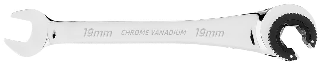 Klucz płasko-oczkowy rozcięty z grzechotką 19 mm 10