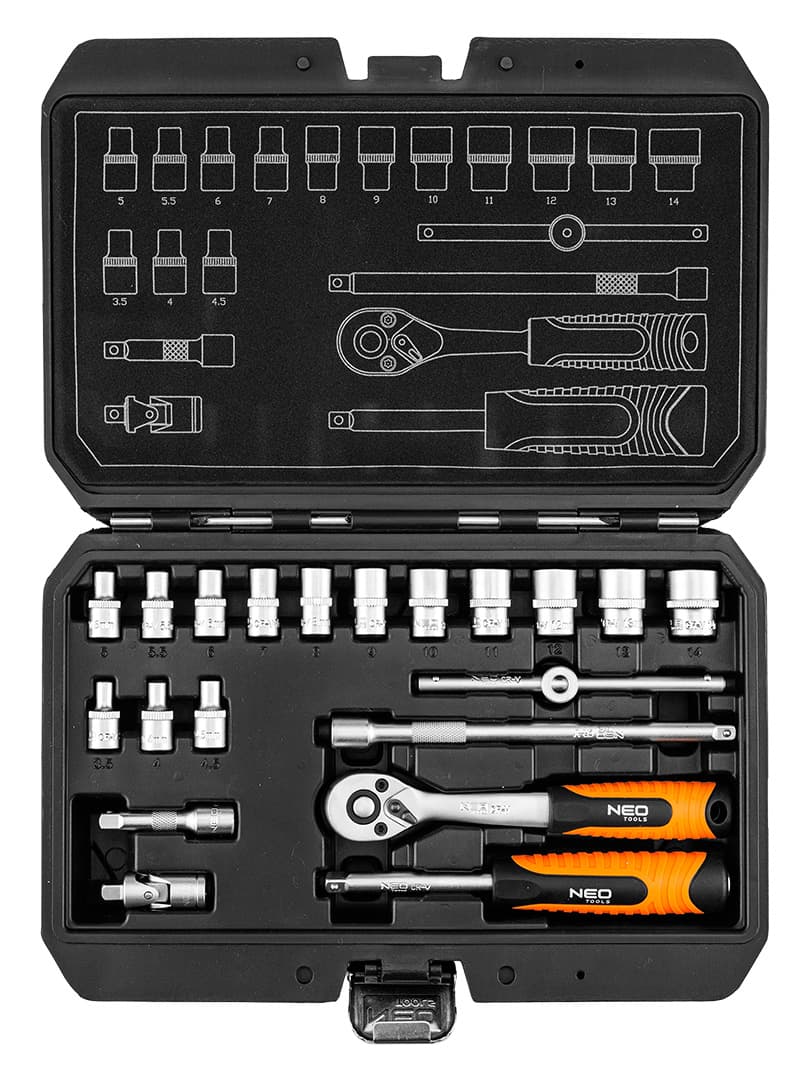 Zestaw kluczy nasadowych 1/4 cala 20 sztuk z satynowym wykończeniem 7