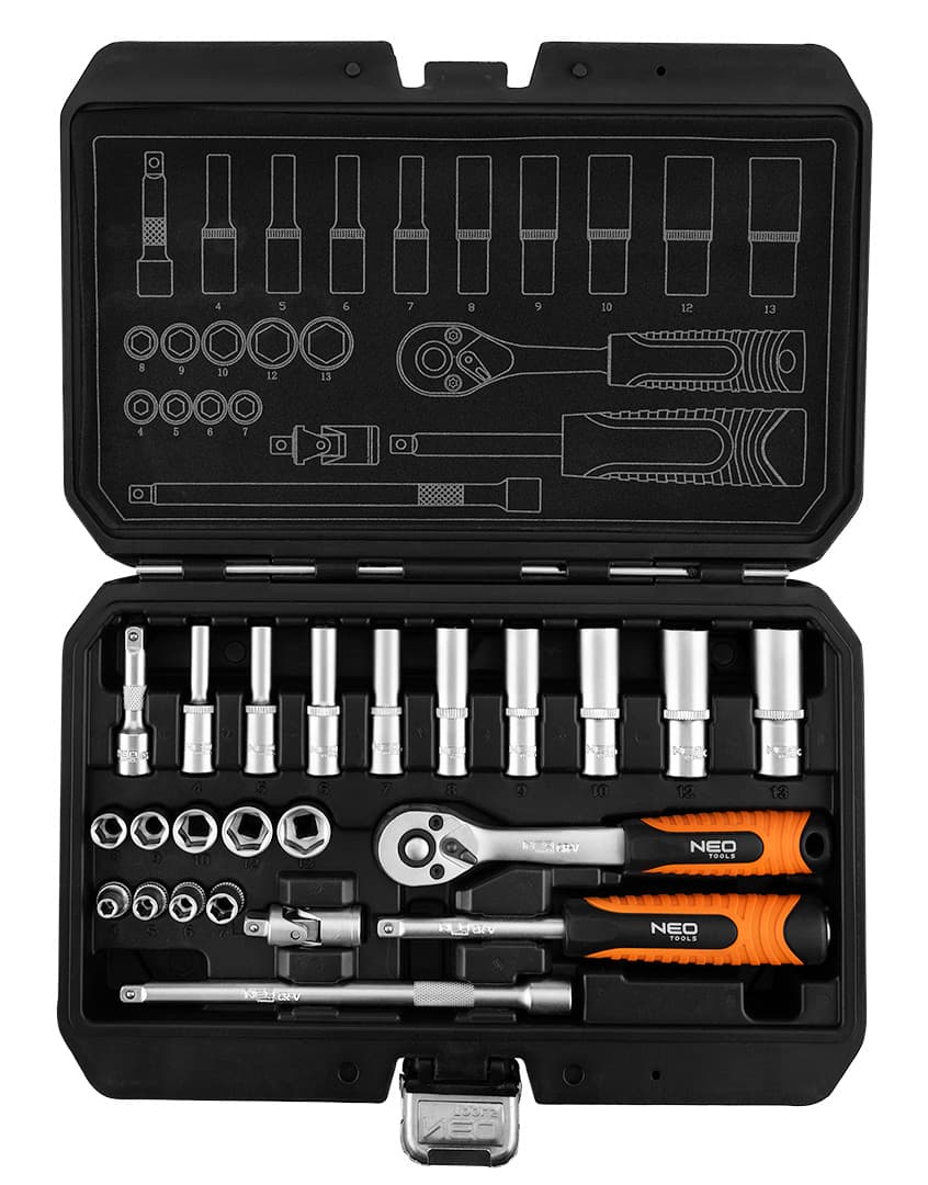 Zestaw kluczy nasadowych 1/4 cala 23 sztuki z satynowym wykończeniem 4