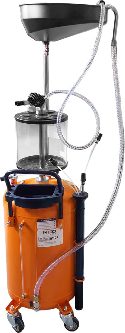 Pneumatyczna mobilna zlewarko-wysysarka do oleju ze zbiornikiem kontrolnym 3