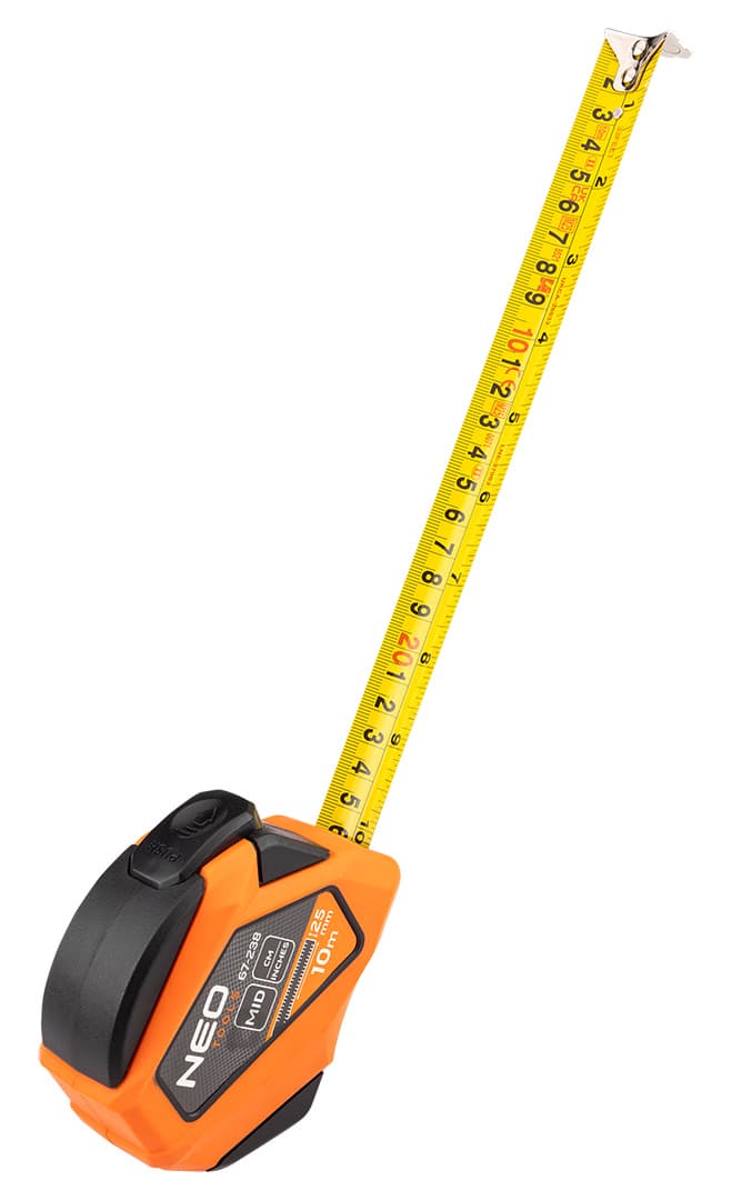 Miara zwijana stalowa 10 m x 25 mm z podwójną podziałką 8