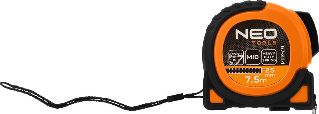 Miara zwijana stalowa Super Black 7,5 m x 25 mm z auto blokadą i magnesem 4