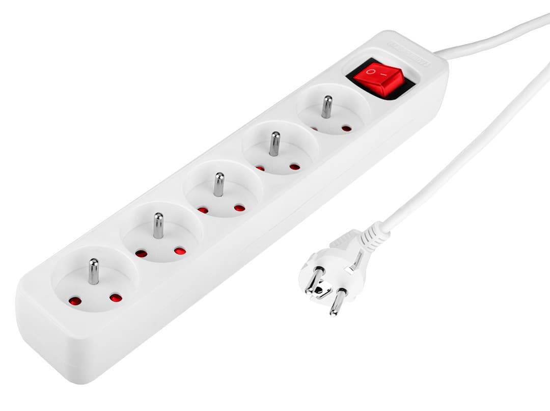 Przedłużacz listwowy 1.5 m 5 gniazd z wyłącznikiem 3