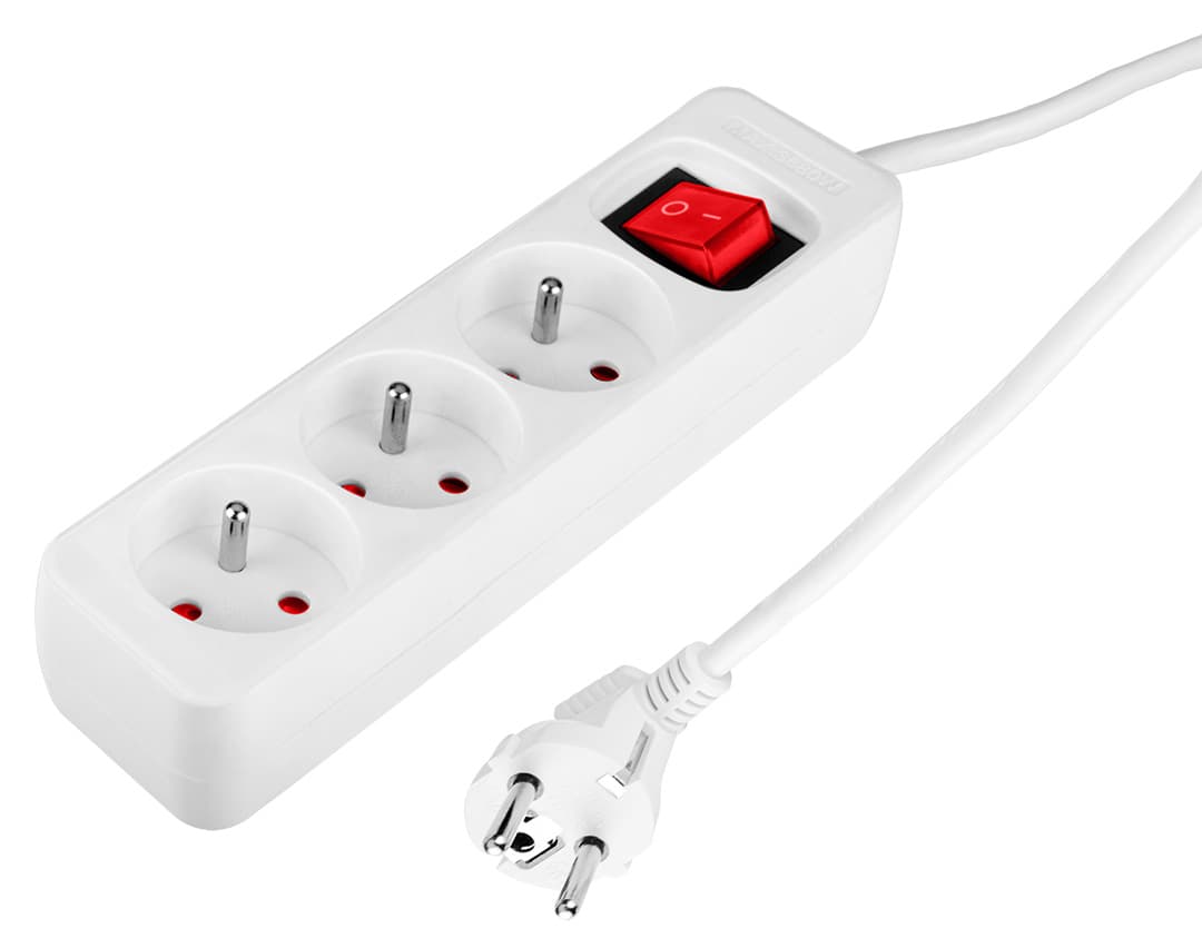 Przedłużacz listwowy 3 gniazda 5 m biały z wyłącznikiem 5