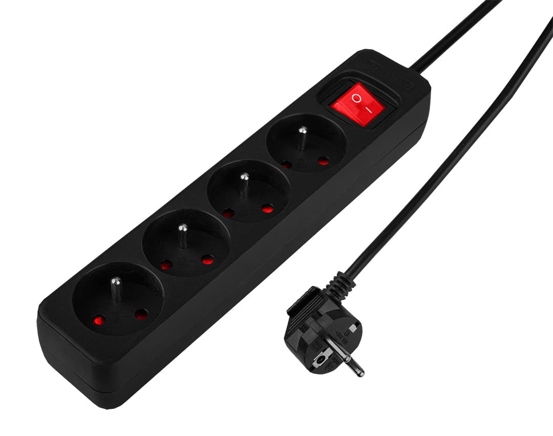 Przedłużacz listwowy 1.5 m 4 gniazda z wyłącznikiem 6