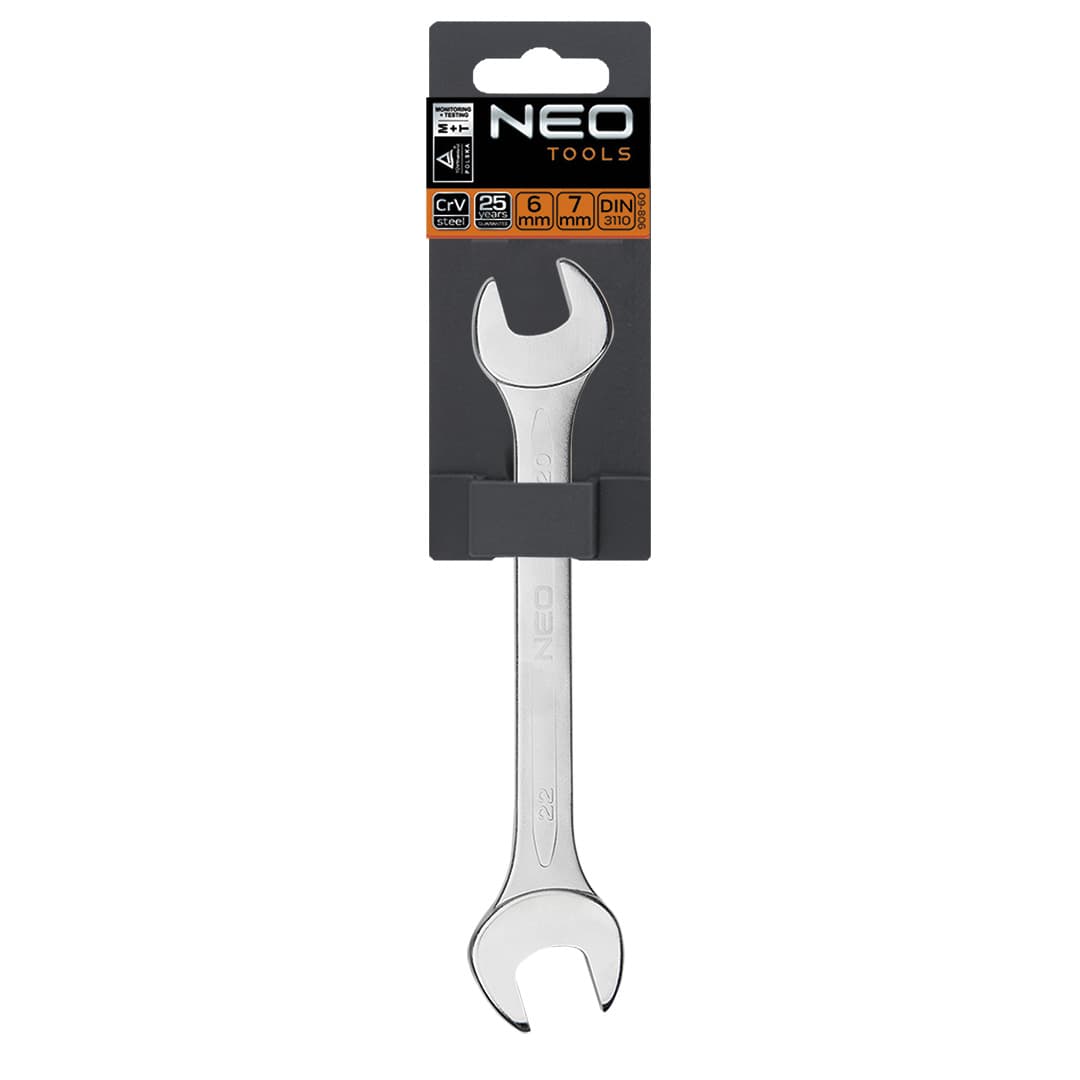 Klucz płaski dwustronny 6 x 7 mm stal chromowo-wanadowa 9