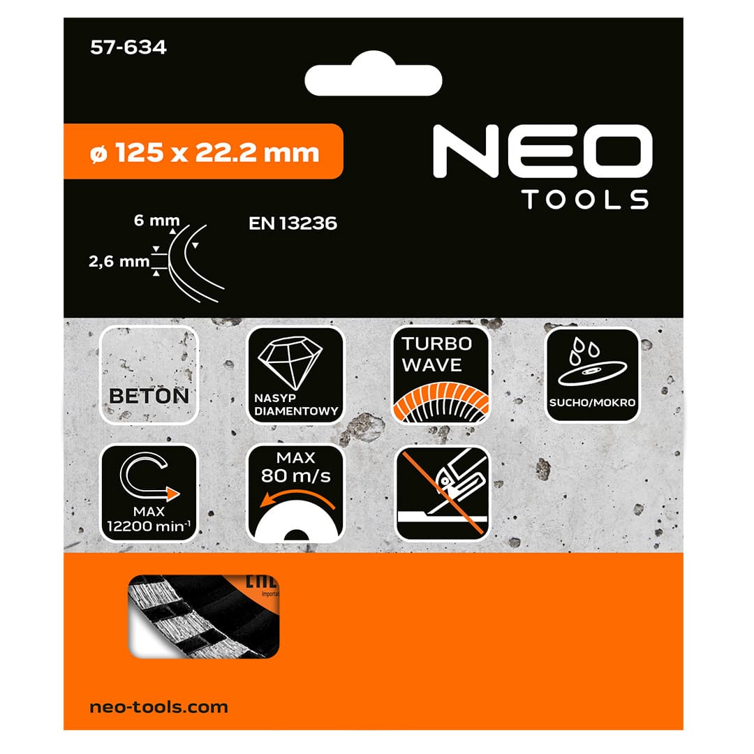 Tarcza diamentowa 125 x 22.2 mm do cięcia na sucho i mokro 5