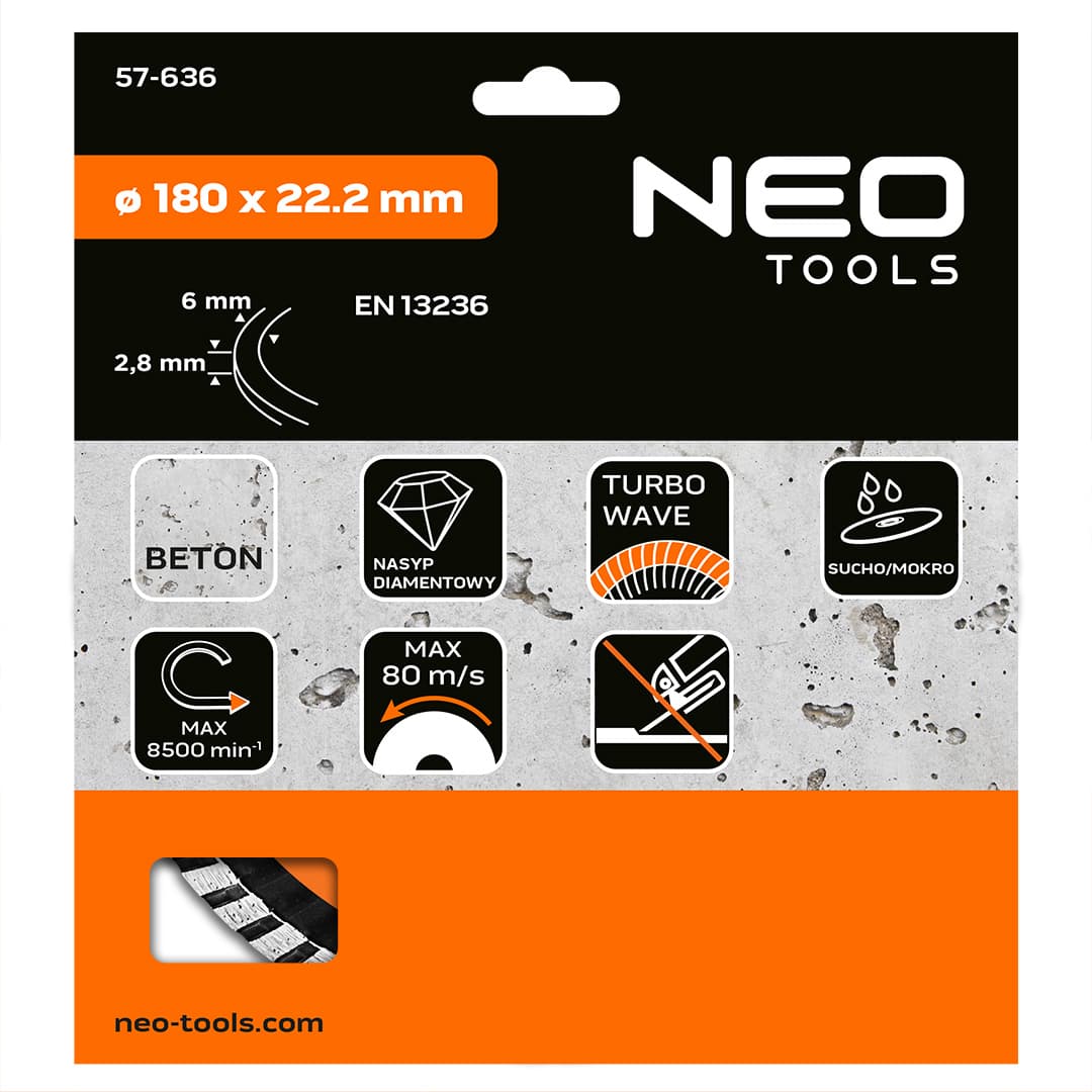 Tarcza diamentowa 180 x 22.2 mm do cięcia turbo wave 5