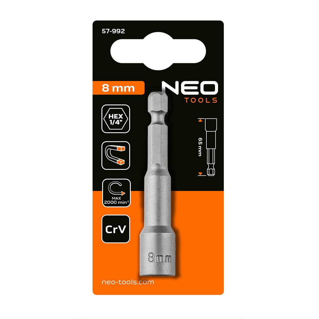 Nasadka magnetyczna 8 mm x 65 mm z trzpieniem 1/4 cala 5