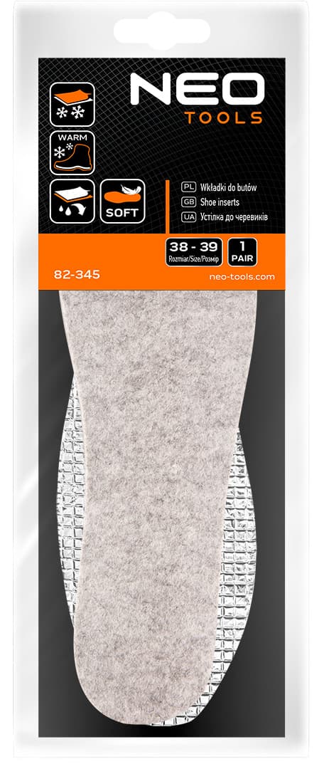 Wkładki do butów filcowe z folią aluminiową rozmiar 38-39 9