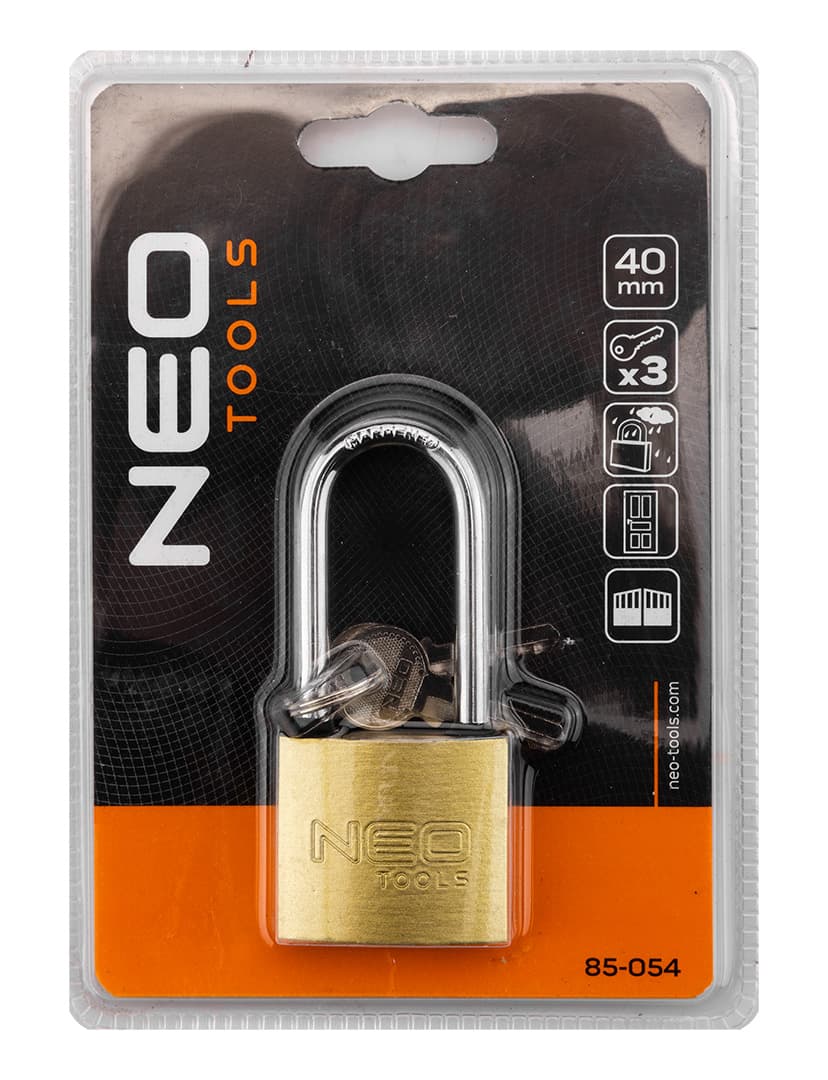 Kłódka z długim jarzmem 40 mm z 3 kluczami 3