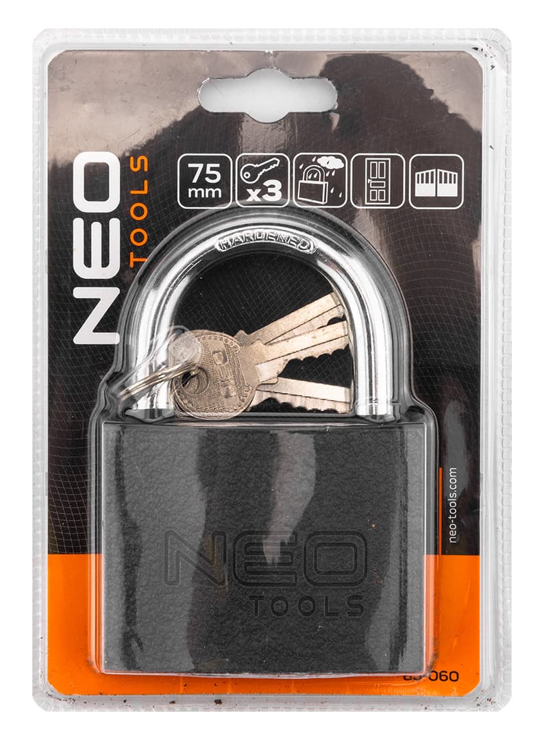 Kłódka żeliwna 75 mm z trzema kluczami 3