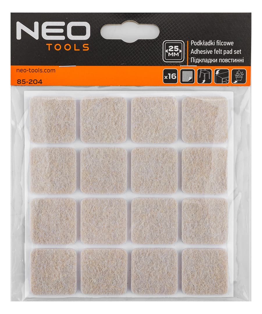 Samoprzylepne podkładki filcowe jasnobrązowe 25 x 25 mm 16 sztuk 6