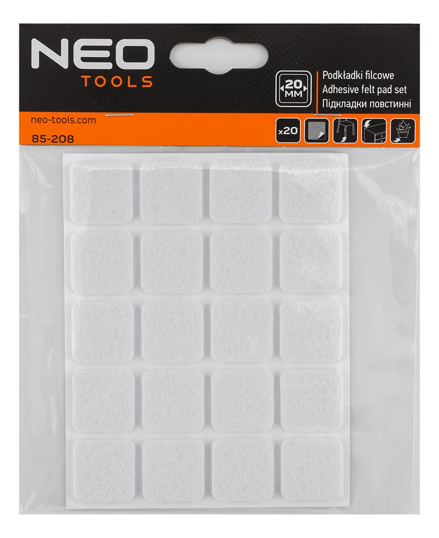 Podkładki filcowe samoprzylepne białe 20 x 20 mm 7
