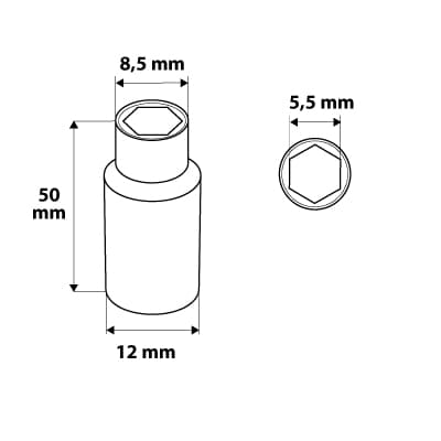 Nasadka sześciokątna długa 1/4 cala 5.5 mm Superlock 7