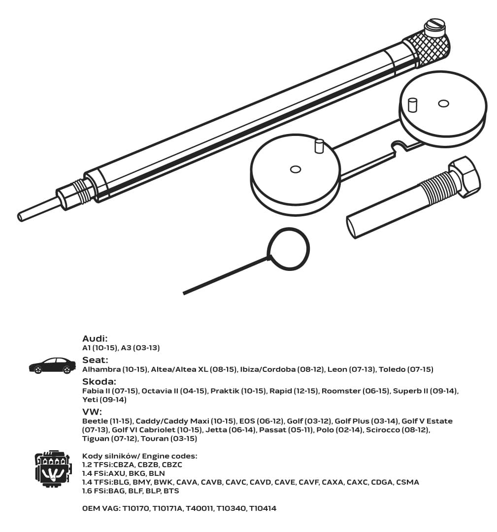 Zestaw blokad rozrządu do silników benzynowych VAG 5