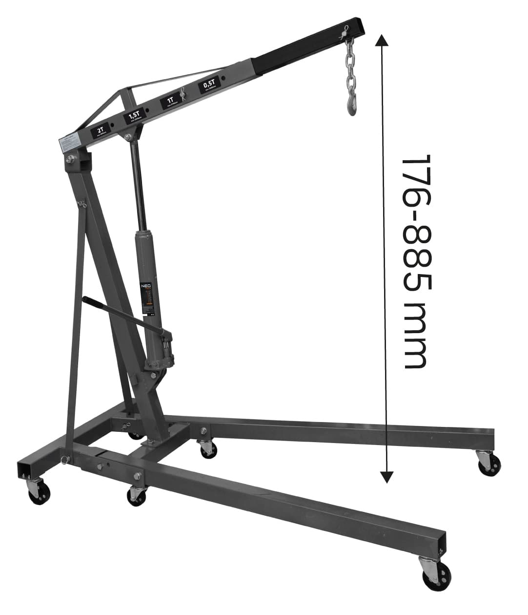 Podnośnik warsztatowy żurawowy 2 tony zakres 25 - 2382 mm 9