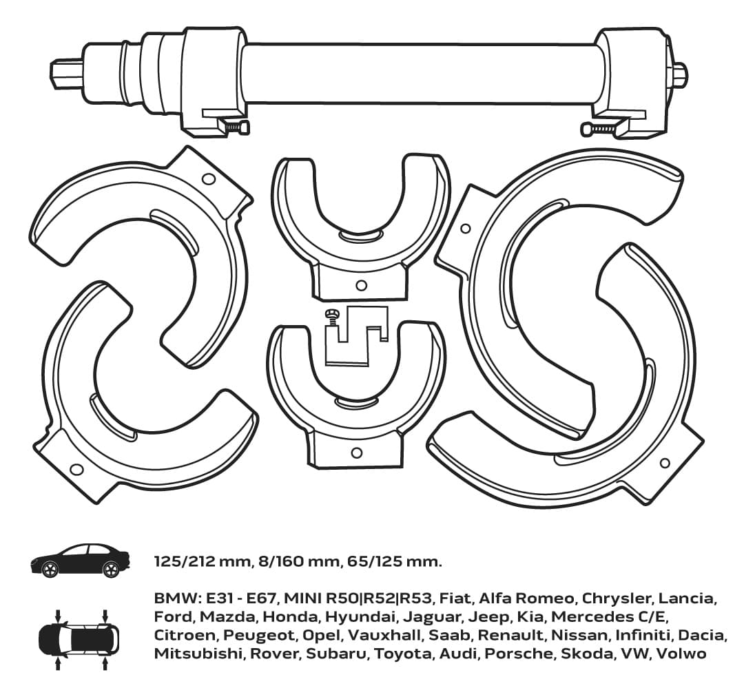 Ściągacz do sprężyn z wymiennymi końcówkami do warsztatu 4