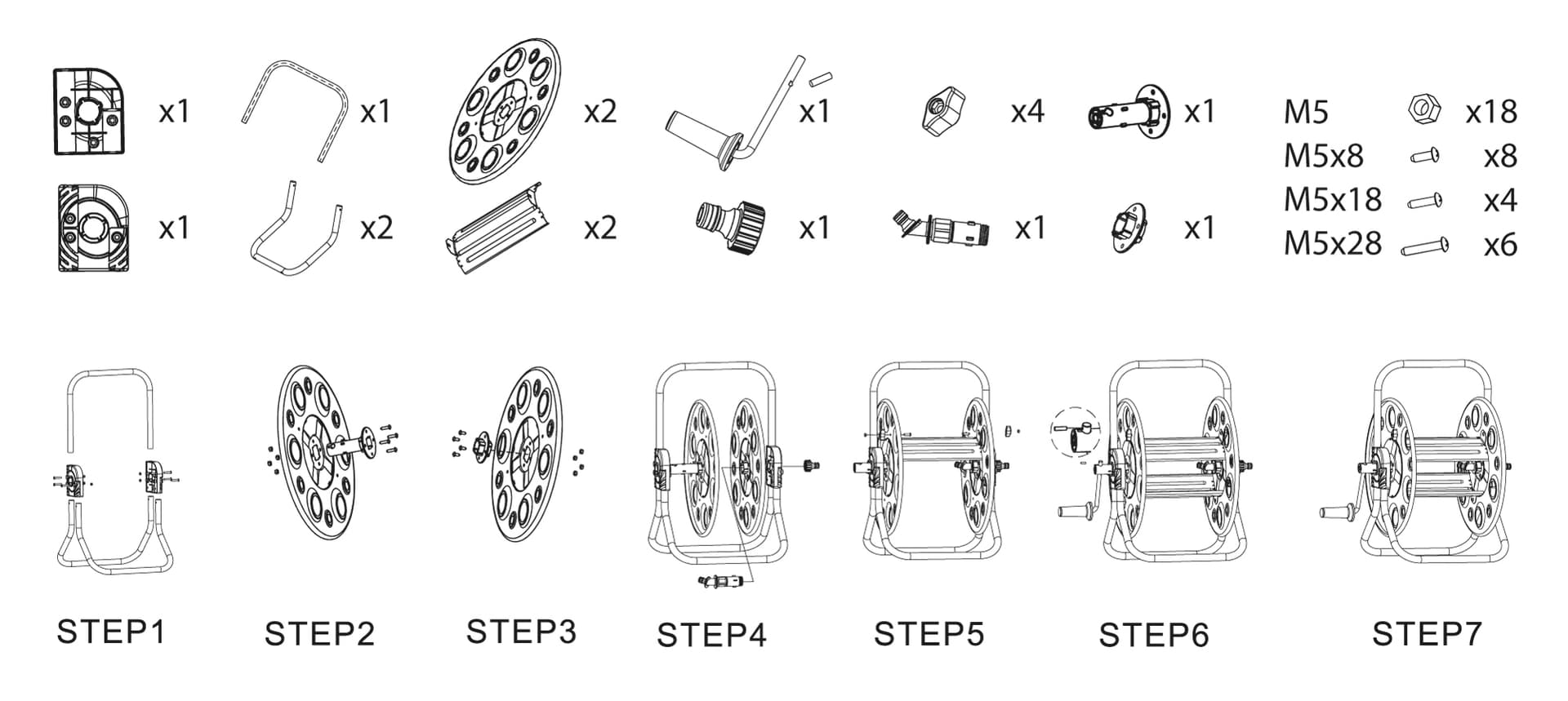 Metalowy stojak na wąż ogrodowy do 100 m 4